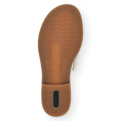 REMONTE - D3670-80 FLAT MULE WITH GOLD DETAIL - CREAM LEATHER