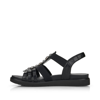 REMONTE - D4062-00 FLAT ELASTIC STRAP SANDAL WITH BEAD DETAIL - BLACK