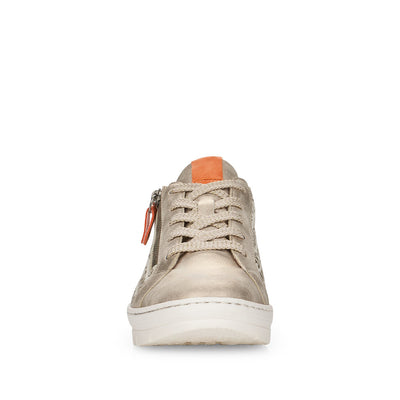 REMONTE - D5821-90 LACE UP FASHION SHOE WITH SIDE ZIP - CREAM/GOLD