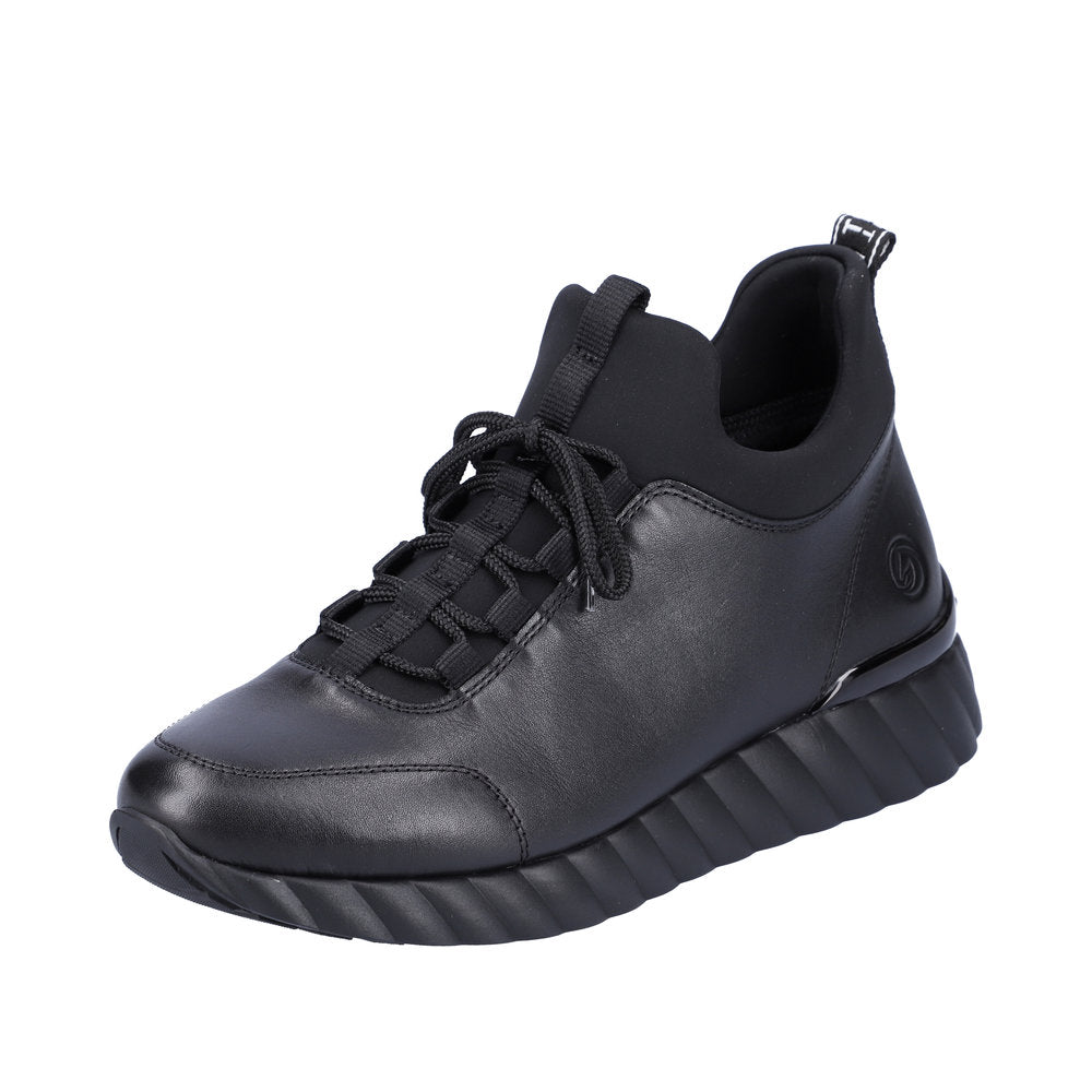 REMONTE D5977-01 LACED HIGH FRONTED SLIP-ON SHOE - BLACK