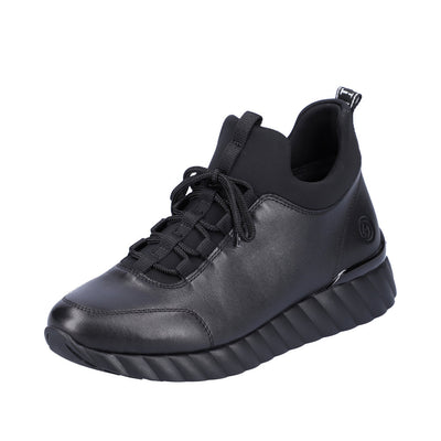 REMONTE D5977-01 LACED HIGH FRONTED SLIP-ON SHOE - BLACK