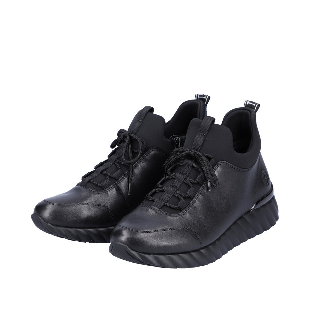 REMONTE D5977-01 LACED HIGH FRONTED SLIP-ON SHOE - BLACK