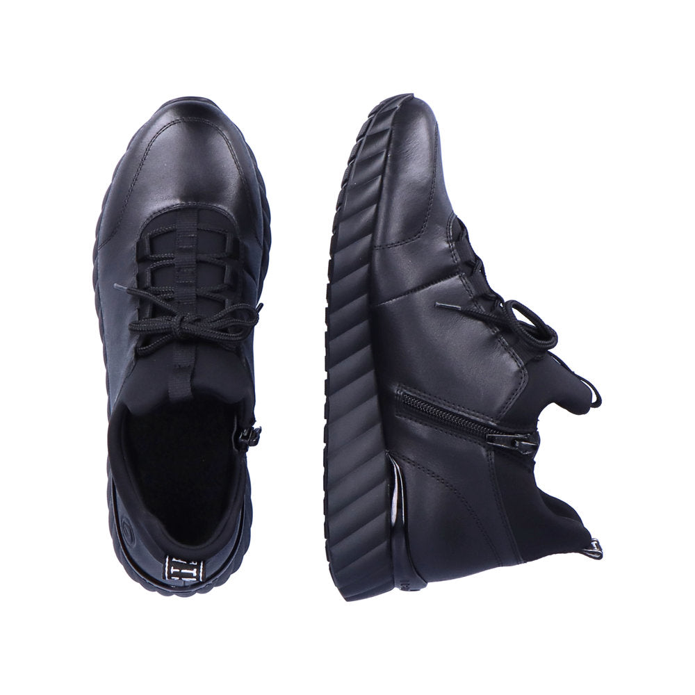 REMONTE D5977-01 LACED HIGH FRONTED SLIP-ON SHOE - BLACK