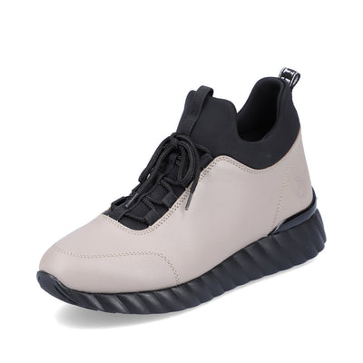 REMONTE LOW WEDGE LACED SLIP-ON SHOE - TAUPE/BLACK