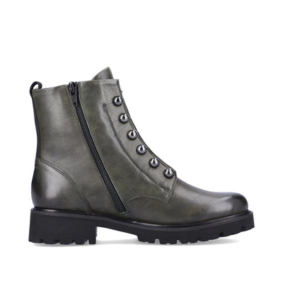 REMONTE D8670-52 CHAIN LACE ANKLE BOOT WITH SIDE ZIP - GREEN