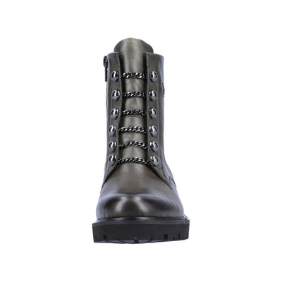 REMONTE D8670-52 CHAIN LACE ANKLE BOOT WITH SIDE ZIP - GREEN