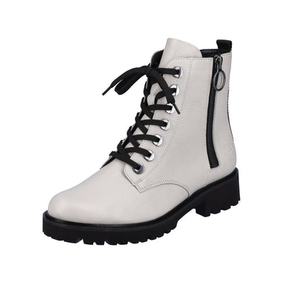 REMONTE D8671-81  LACED ANKLE BOOT WITH ZIP - CREAM