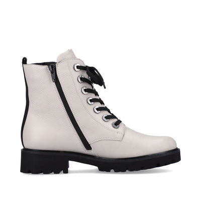 REMONTE D8671-81  LACED ANKLE BOOT WITH ZIP - CREAM