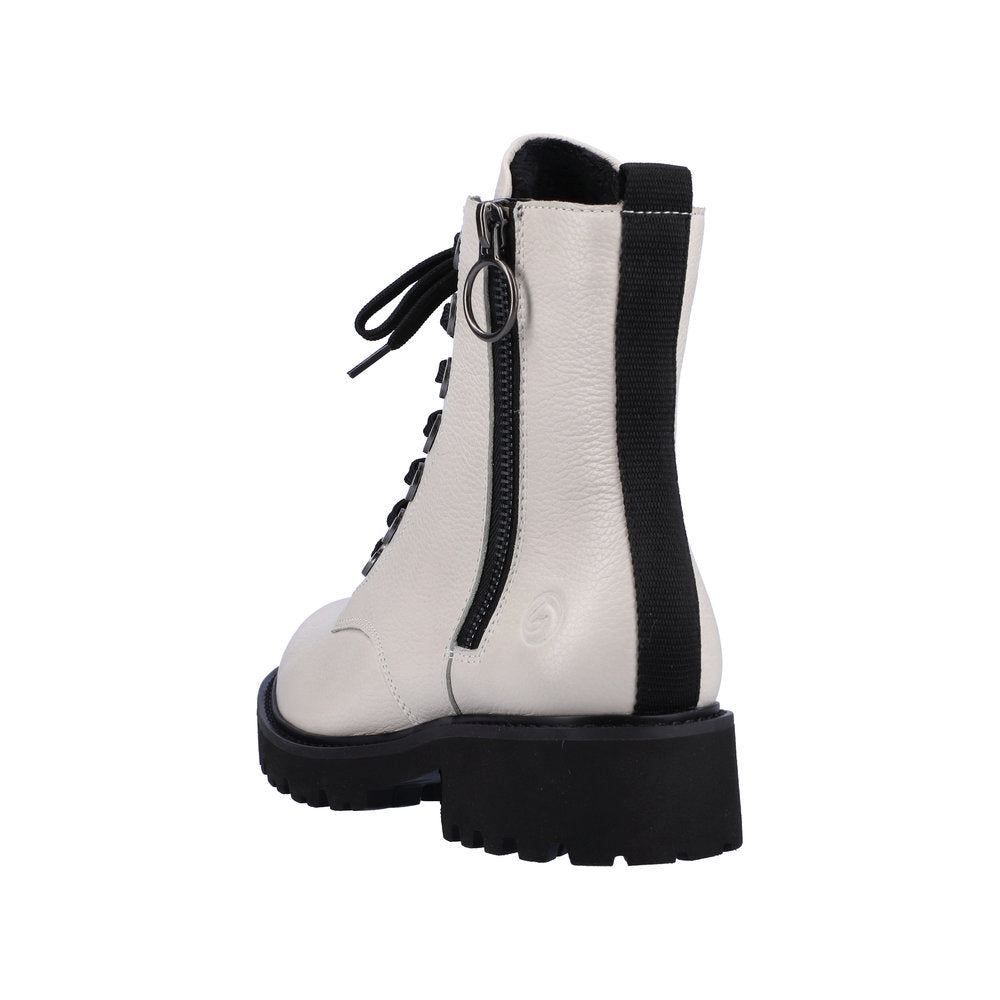 REMONTE D8671-81  LACED ANKLE BOOT WITH ZIP - CREAM