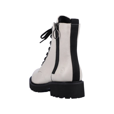 REMONTE D8671-81  LACED ANKLE BOOT WITH ZIP - CREAM