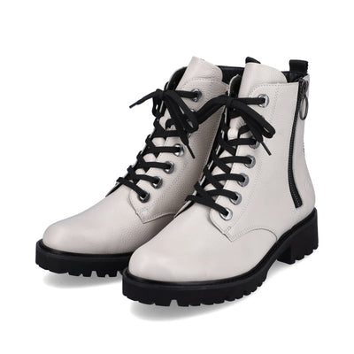 REMONTE D8671-81  LACED ANKLE BOOT WITH ZIP - CREAM