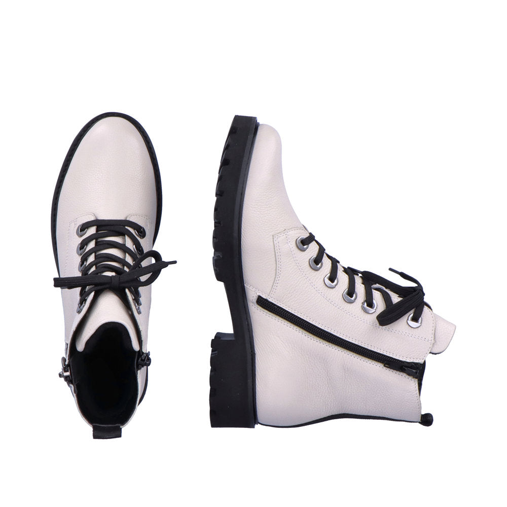 REMONTE D8671-81  LACED ANKLE BOOT WITH ZIP - CREAM