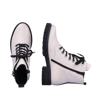 REMONTE D8671-81  LACED ANKLE BOOT WITH ZIP - CREAM