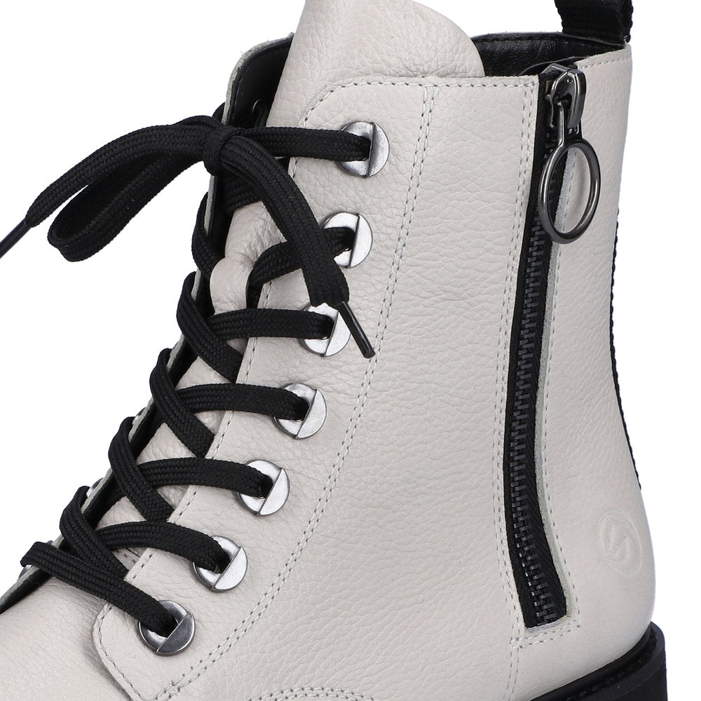 REMONTE D8671-81  LACED ANKLE BOOT WITH ZIP - CREAM
