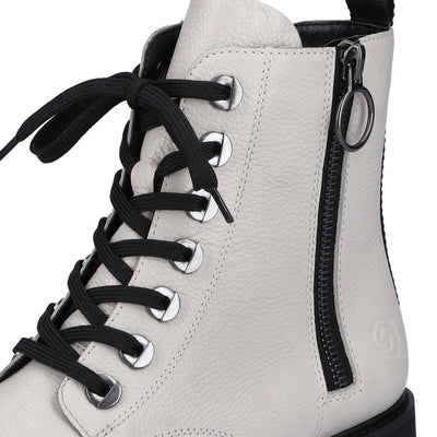REMONTE D8671-81  LACED ANKLE BOOT WITH ZIP - CREAM