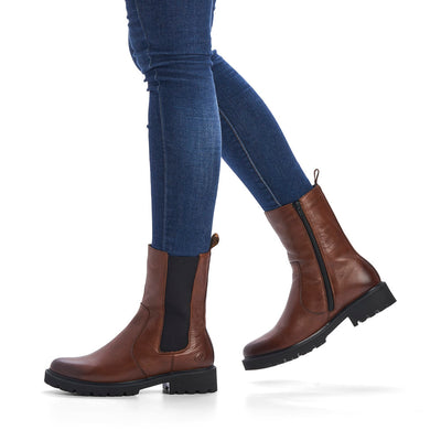 REMONTE - D8685-22 CALF-LENGTH CHELSEA BOOT - TAN LEATHER