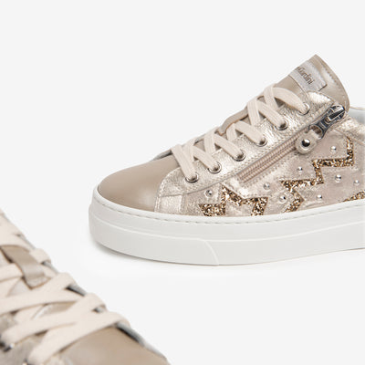 NERO GIARDINI - E218110D 505 - LOW PLATFORM LACED FASHION SHOE - GOLD