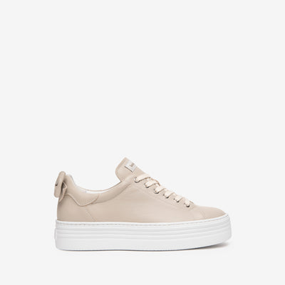 NERO GIARDINI - E218130D 707- LOW PLATFORM LACED FASHION SHOE - BEIGE