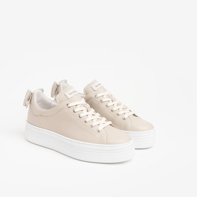 NERO GIARDINI - E218130D 707- LOW PLATFORM LACED FASHION SHOE - BEIGE