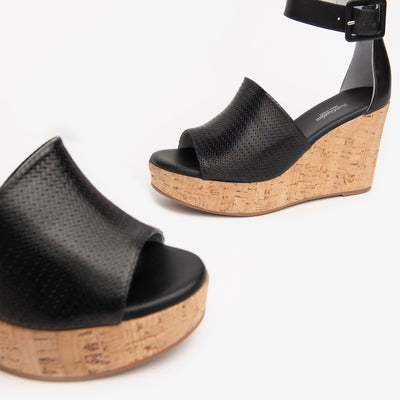 NeroGiardini - E218771D 100 HIGH WEDGE ANKLE STRAP SANDAL - BLACK