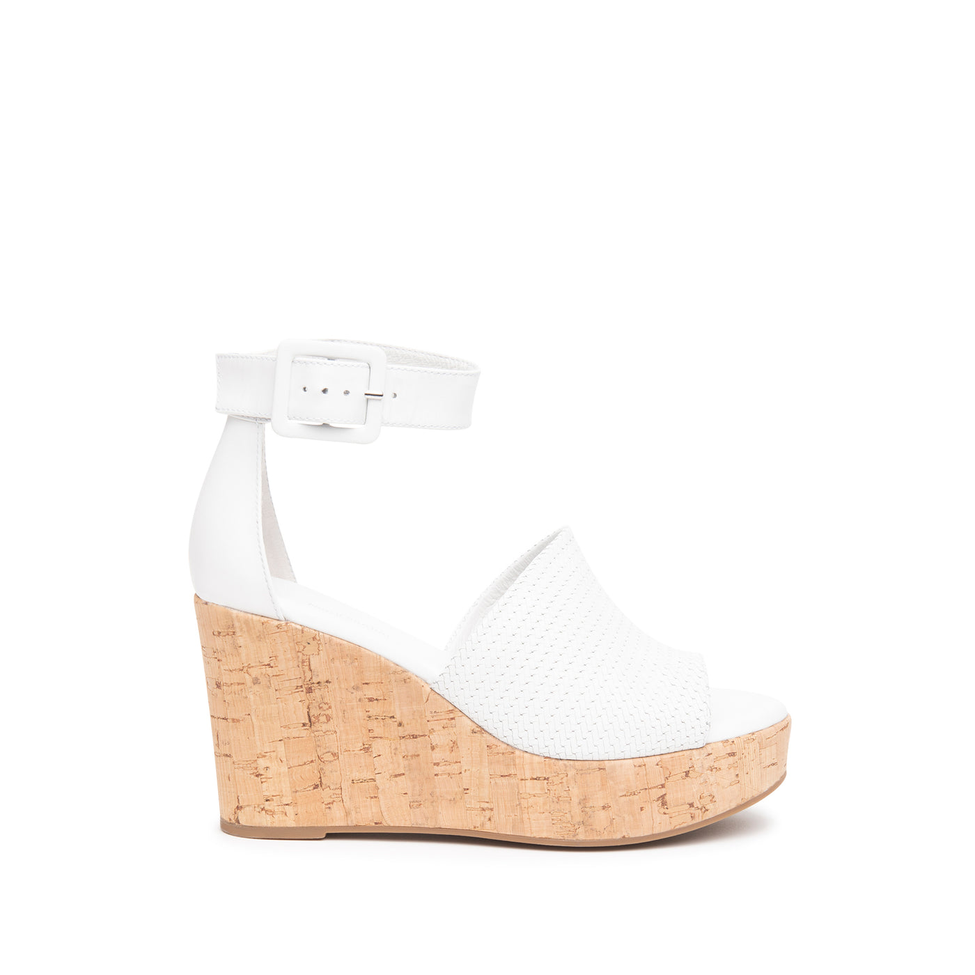 NeroGiardini - E218771D 707 HIGH WEDGE ANKLE STRAP SANDAL - WHITE