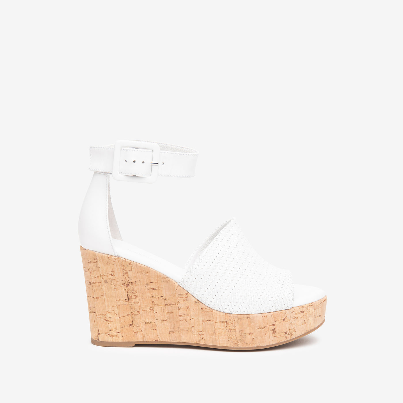 NeroGiardini - E218771D 707 HIGH WEDGE ANKLE STRAP SANDAL - WHITE