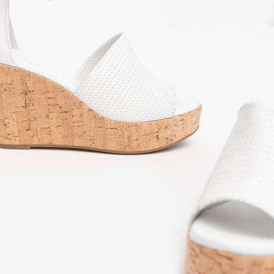 NeroGiardini - E218771D 707 HIGH WEDGE ANKLE STRAP SANDAL - WHITE
