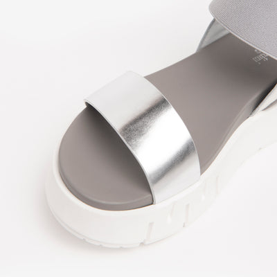 NeroGiardini - E219022D 700 MEDIUM WEDGE SANDAL - SILVER/GREY