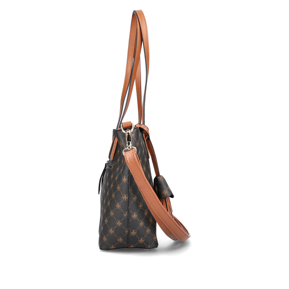 RIEKER - H1305-00 ZIP SHOULDER BAG WITH ADJUSTABLE REMOVABLE STRAP - BLACK