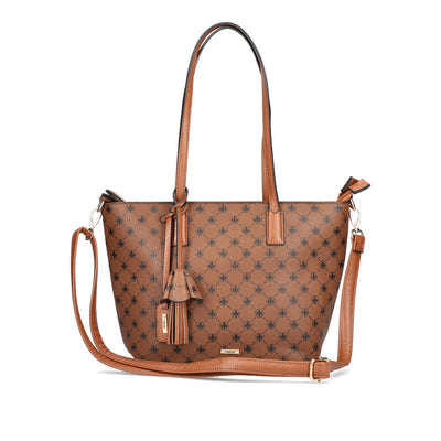 RIEKER - H1305-22 ZIP SHOULDER BAG WITH ADJUSTABLE REMOVABLE STRAP - BROWN