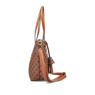 RIEKER - H1305-22 ZIP SHOULDER BAG WITH ADJUSTABLE REMOVABLE STRAP - BROWN