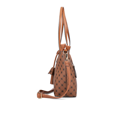 RIEKER - H1305-22 ZIP SHOULDER BAG WITH ADJUSTABLE REMOVABLE STRAP - BROWN