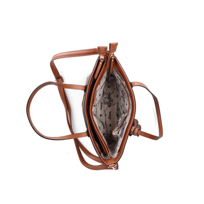 RIEKER - H1305-22 ZIP SHOULDER BAG WITH ADJUSTABLE REMOVABLE STRAP - BROWN