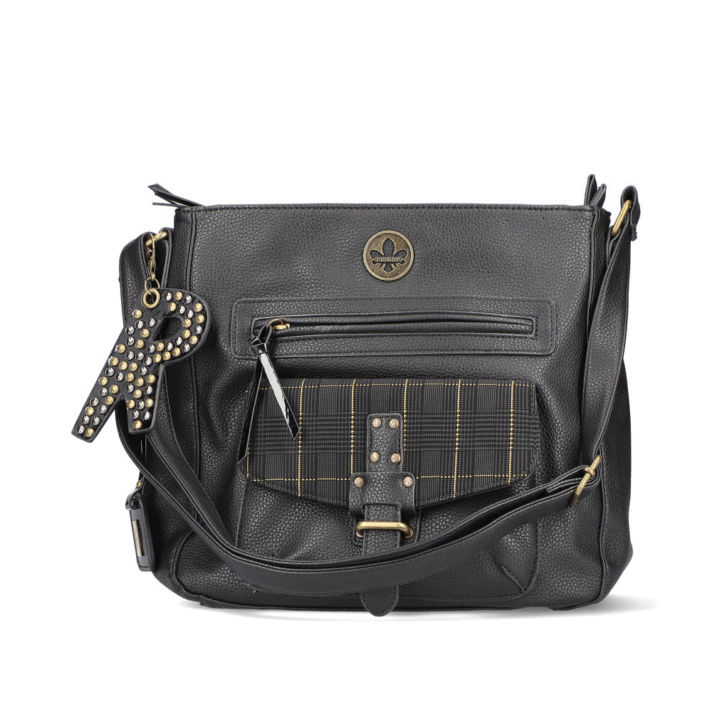 RIEKER - H1362-00 CROSSBODY BAG WITH ZIPPER POCKETS AND A FLAP - BLACK