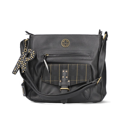 RIEKER - H1362-00 CROSSBODY BAG WITH ZIPPER POCKETS AND A FLAP - BLACK