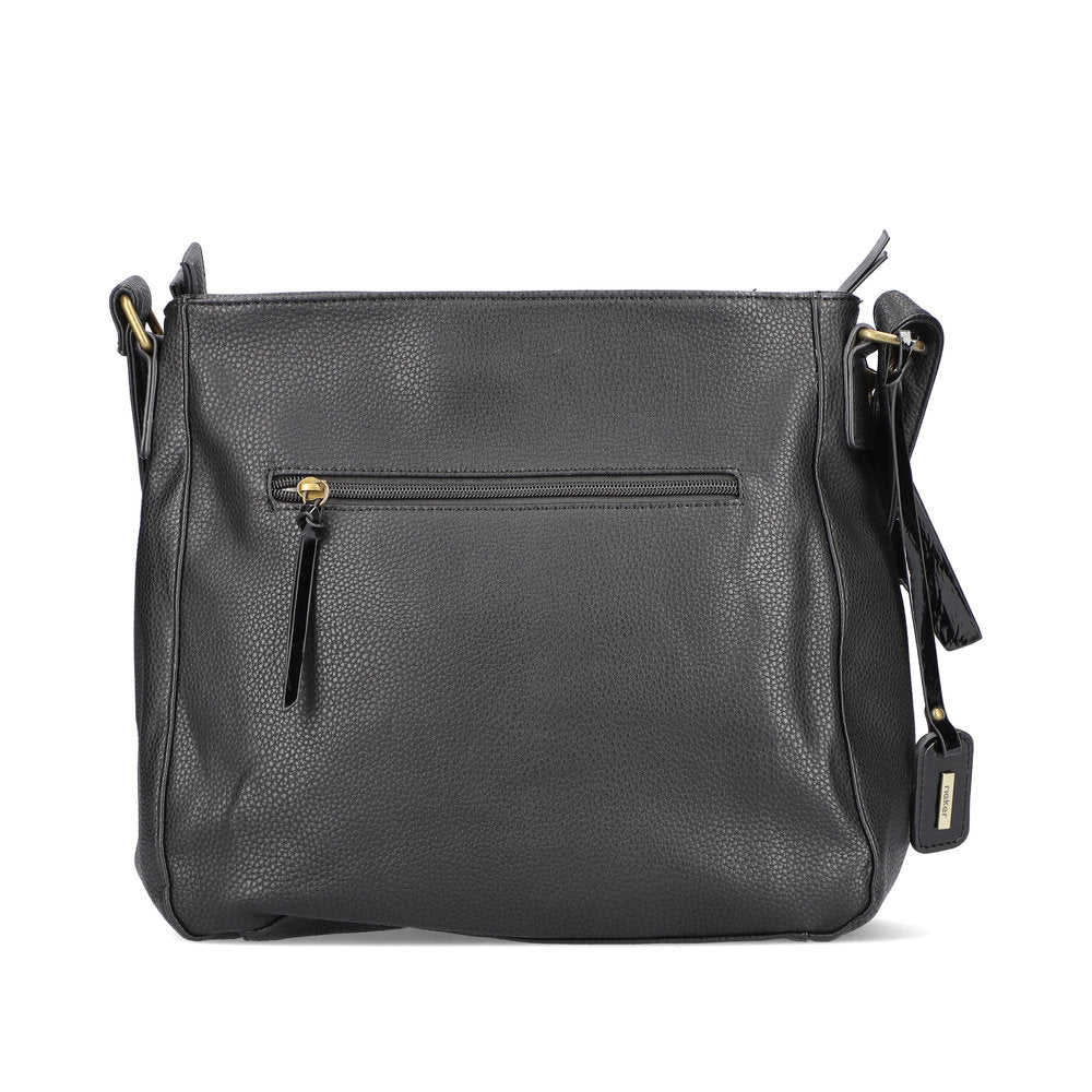 RIEKER - H1362-00 CROSSBODY BAG WITH ZIPPER POCKETS AND A FLAP - BLACK