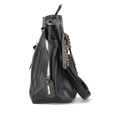 RIEKER - H1362-00 CROSSBODY BAG WITH ZIPPER POCKETS AND A FLAP - BLACK