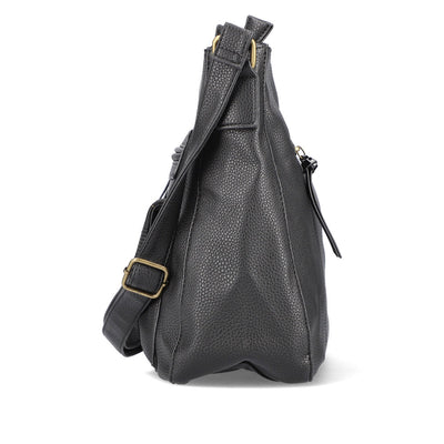 RIEKER - H1362-00 CROSSBODY BAG WITH ZIPPER POCKETS AND A FLAP - BLACK