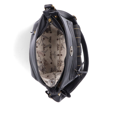 RIEKER - H1362-00 CROSSBODY BAG WITH ZIPPER POCKETS AND A FLAP - BLACK