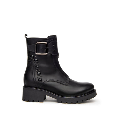 NeroGiardini - I117701D BIKER ANKLE BOOT - BLACK LEATHER