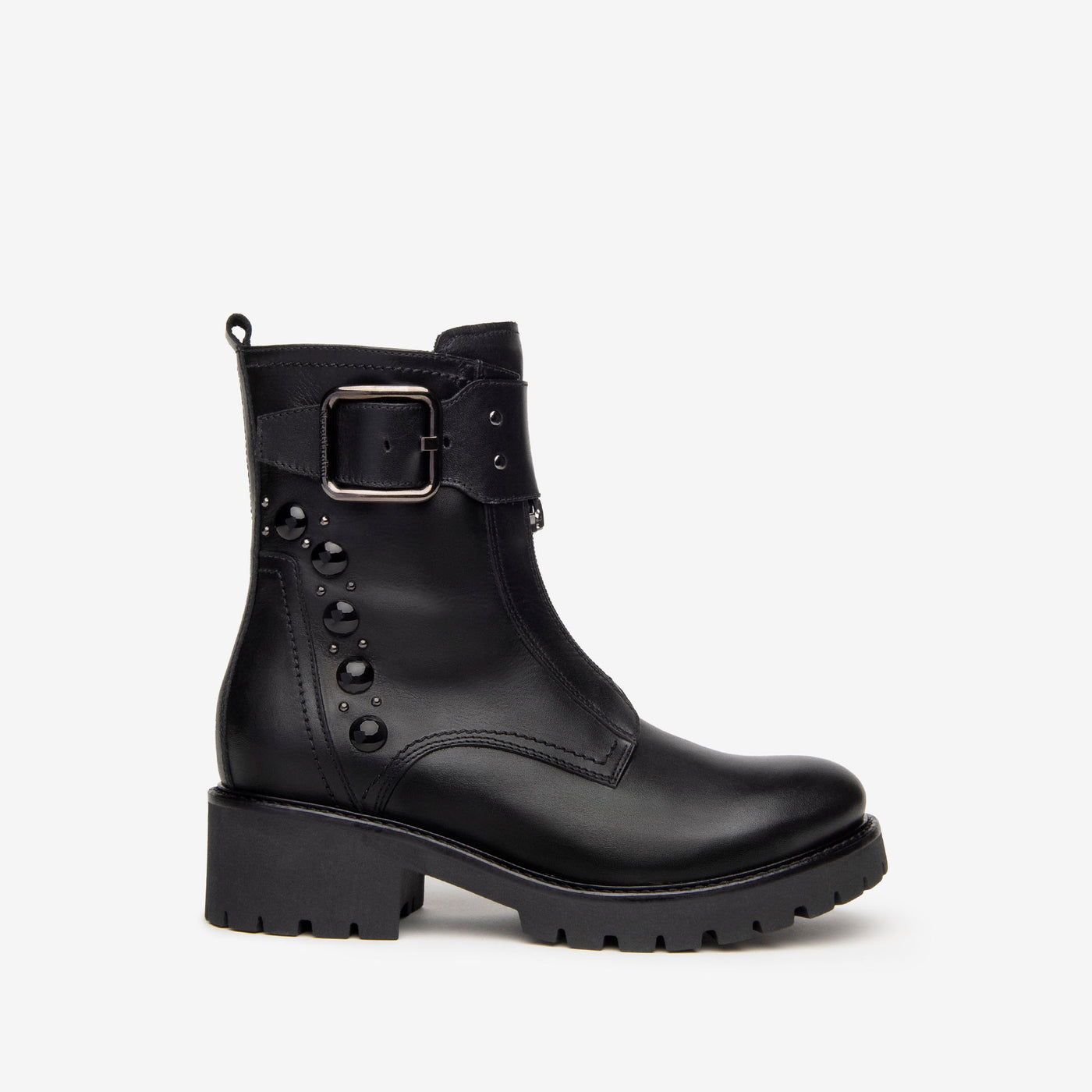 NeroGiardini - I117701D BIKER ANKLE BOOT - BLACK LEATHER