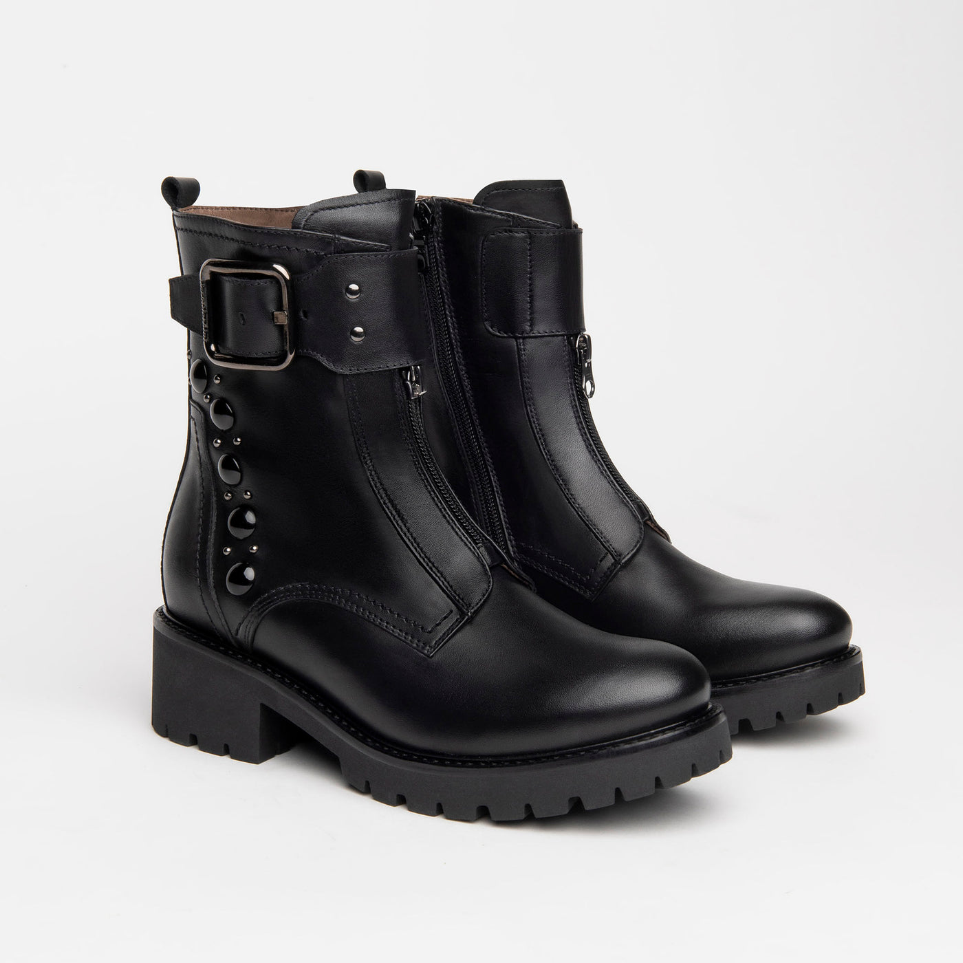 NeroGiardini - I117701D BIKER ANKLE BOOT - BLACK LEATHER