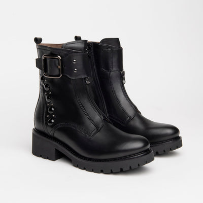 NeroGiardini - I117701D BIKER ANKLE BOOT - BLACK LEATHER