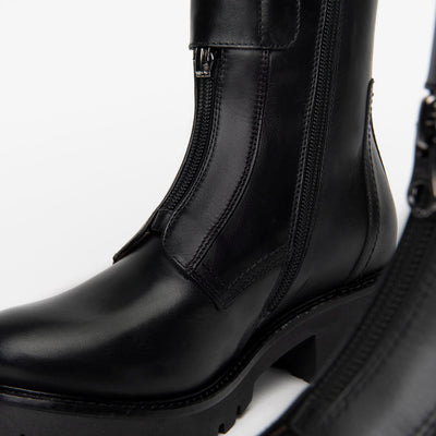 NeroGiardini - I117701D BIKER ANKLE BOOT - BLACK LEATHER