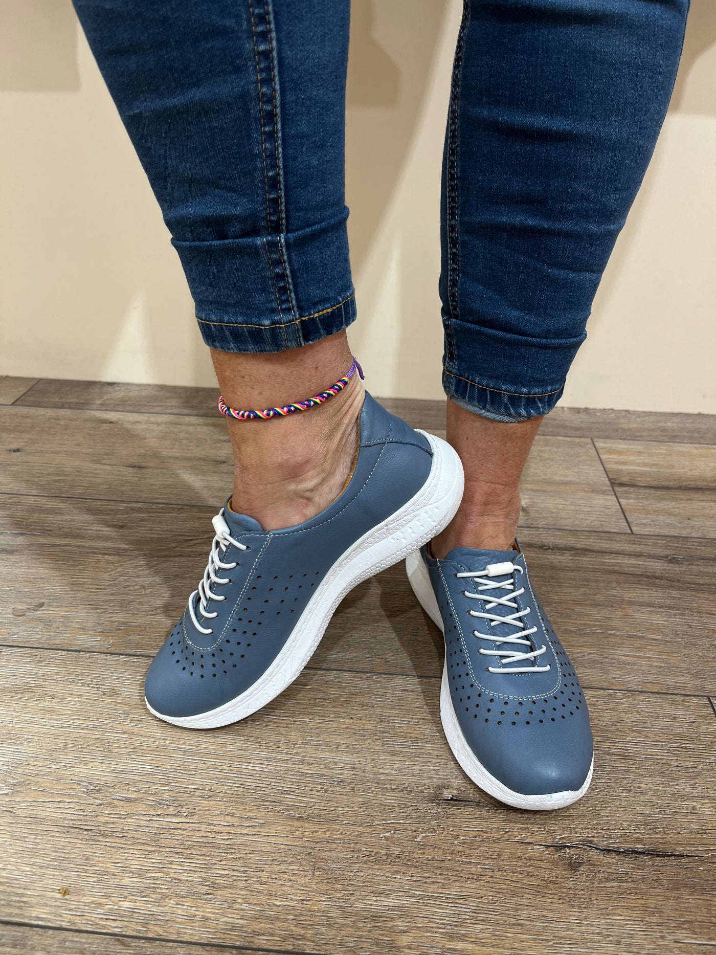 CALISIR 1462 A ELASTIC LACE SHOE - LIGHT BLUE