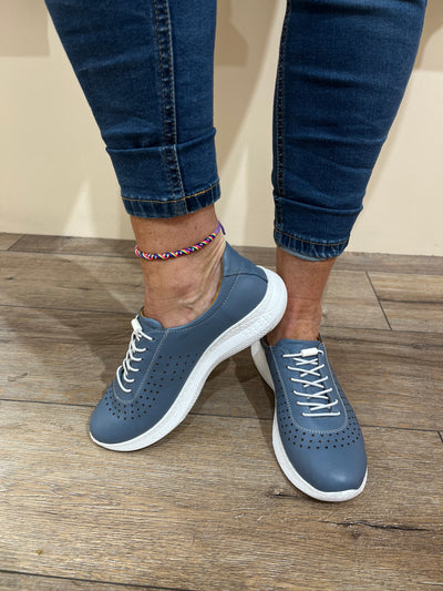 CALISIR 1462 A ELASTIC LACE SHOE - LIGHT BLUE