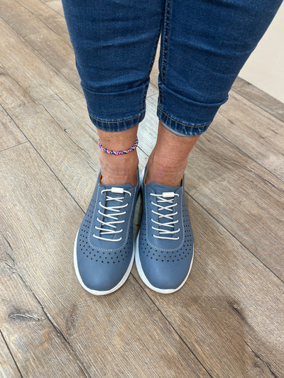 CALISIR 1462 A ELASTIC LACE SHOE - LIGHT BLUE