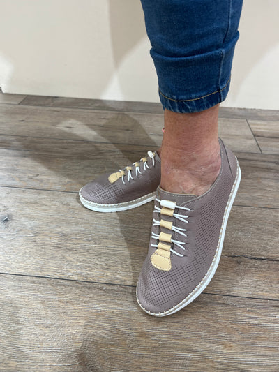 CALISIR 1703 MOC LACE SLIP-ON SHOE - TAUPE