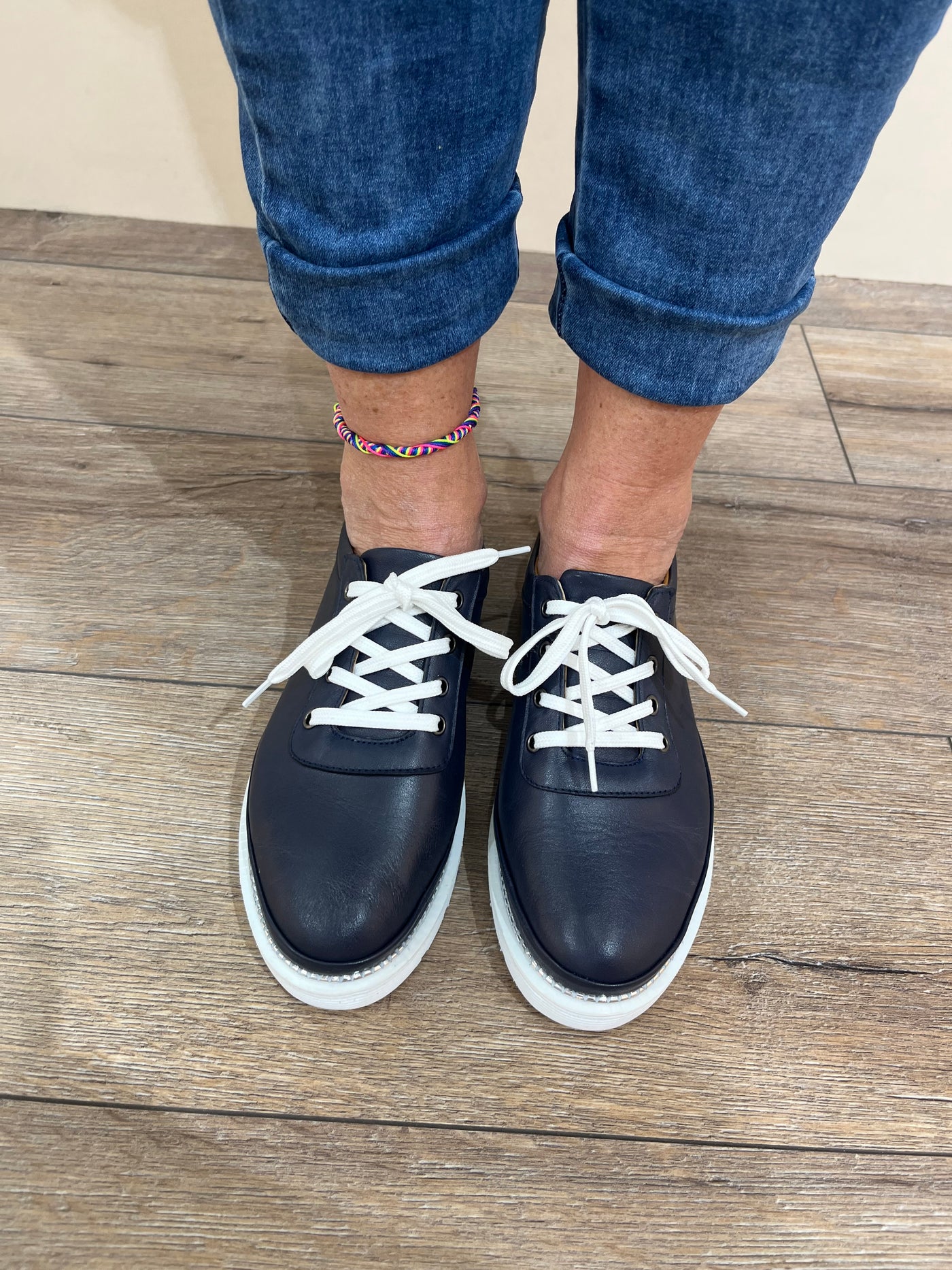 CALISIR 110 PLAIN LACED SHOE - NAVY