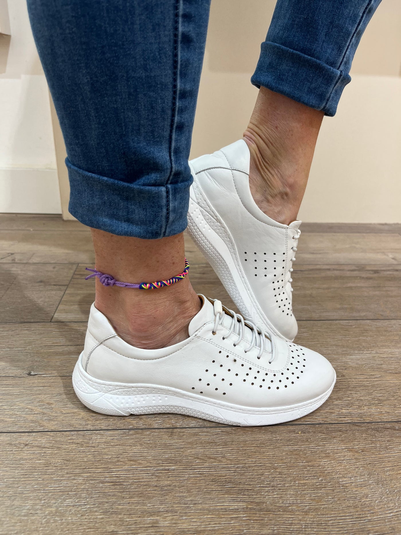 CALISIR 1462 A  ELASTIC LACE SHOE - WHITE